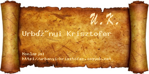 Urbányi Krisztofer névjegykártya