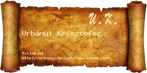 Urbányi Krisztofer névjegykártya