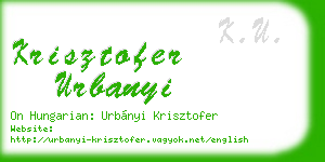 krisztofer urbanyi business card